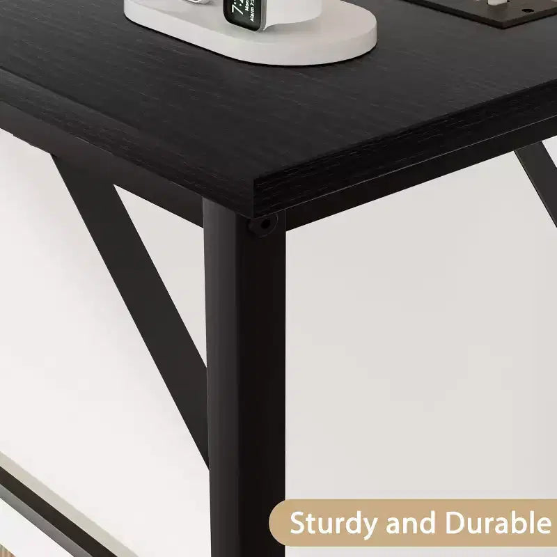 39.4-Inch Black Console Table with Charging Station, Slim Entryway Table with Metal Legs for Hallway, Sofa Back, Apartment
