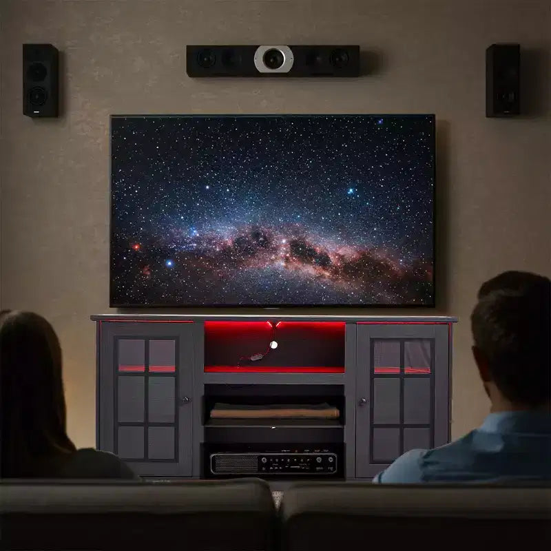 Meuble TV avec porte en verre trempé pour téléviseurs jusqu'à 65 pouces
