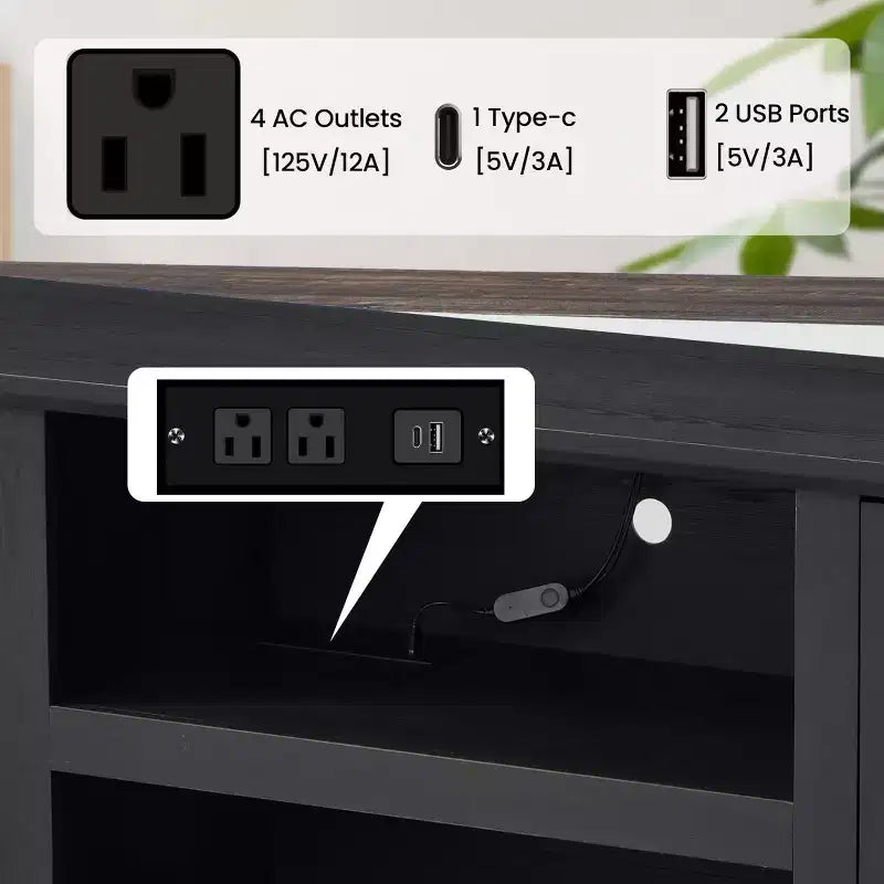 Meuble TV avec porte en verre trempé pour téléviseurs jusqu'à 65 pouces