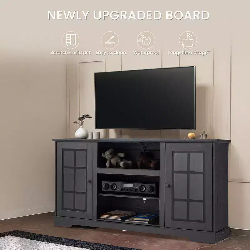 Meuble TV avec porte en verre trempé pour téléviseurs jusqu'à 65 pouces