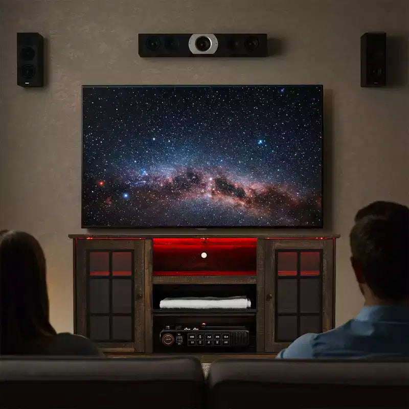 Meuble TV avec porte en verre trempé pour téléviseurs jusqu'à 65 pouces