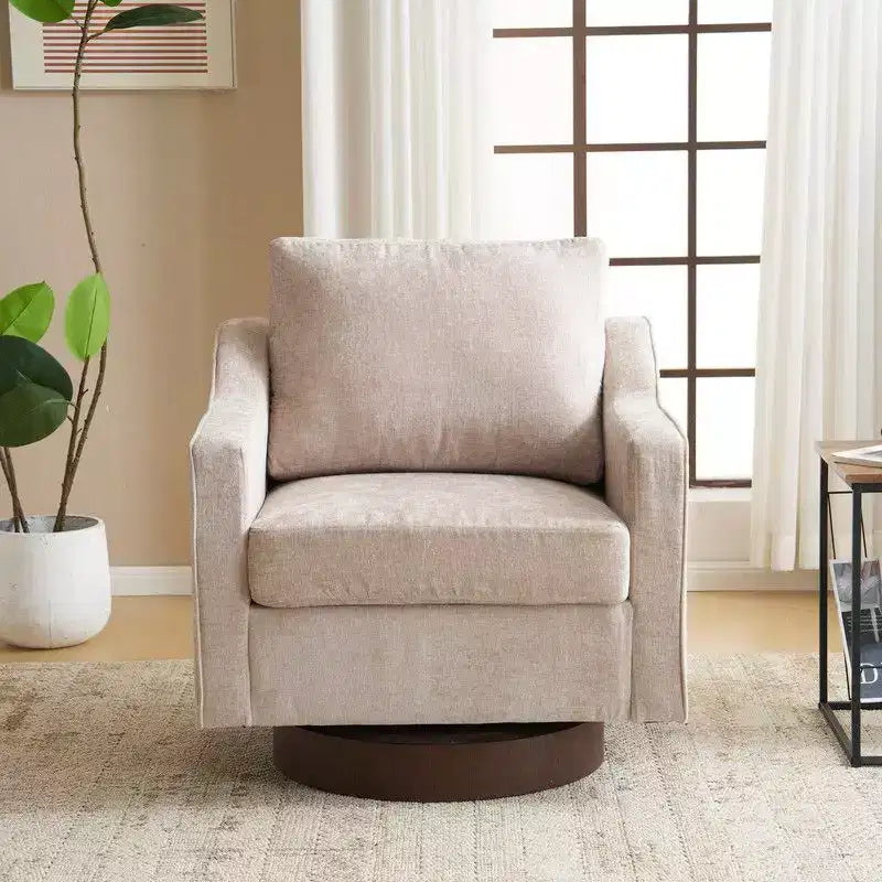 Fauteuil pivotant d'appoint en chenille pour salon
