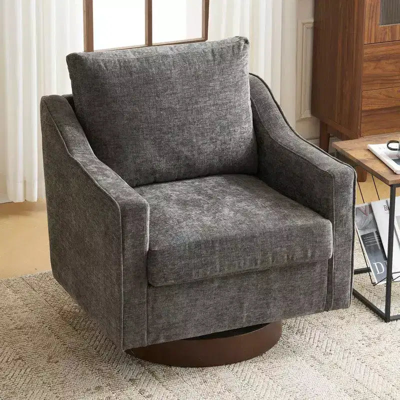Fauteuil pivotant d'appoint en chenille pour salon