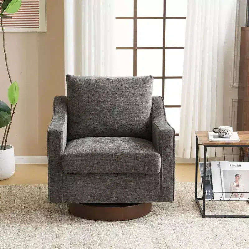 Fauteuil pivotant d'appoint en chenille pour salon