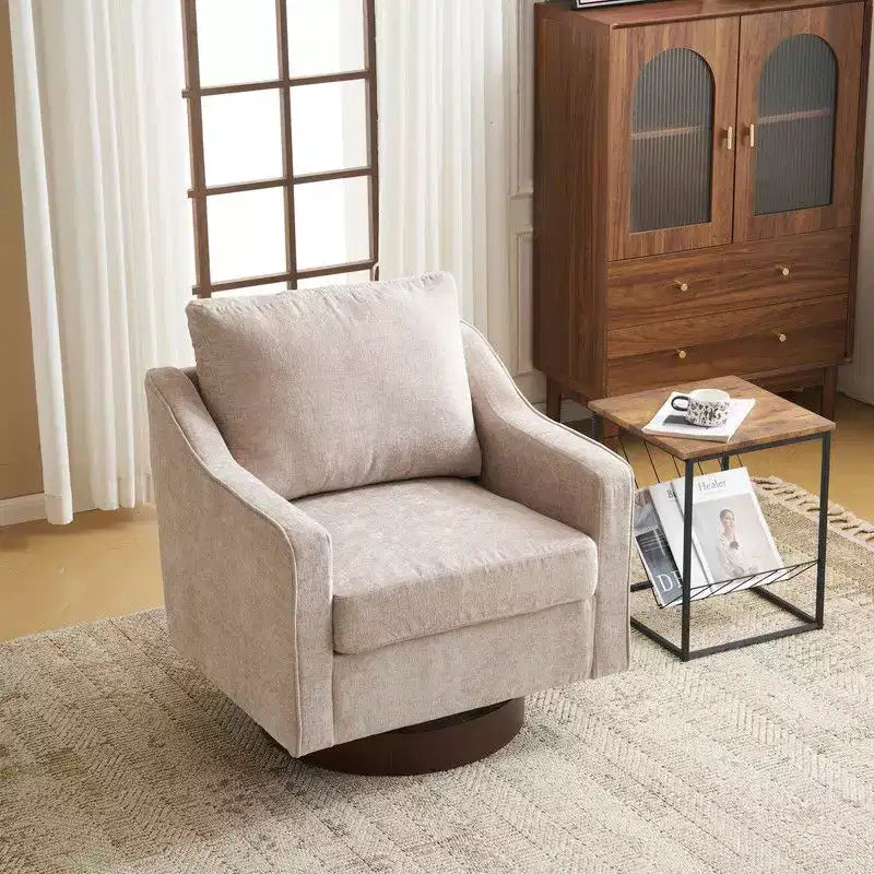 Fauteuil pivotant d'appoint en chenille pour salon