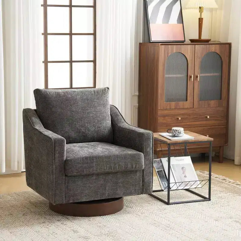 Fauteuil pivotant d'appoint en chenille pour salon