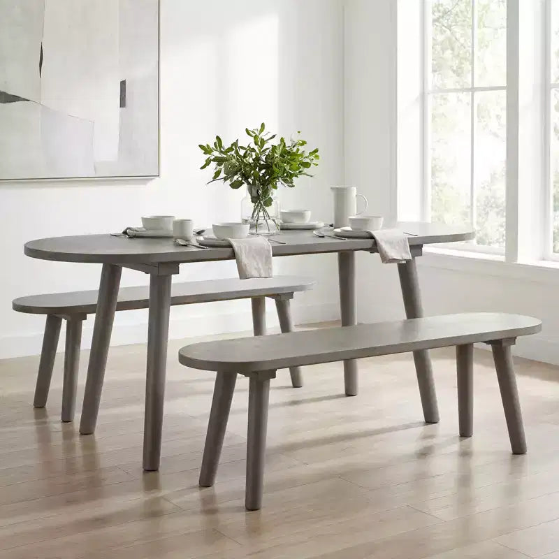Banc de salle à manger style ferme en bois massif de 43'' avec pieds en bois d'hévéa pour salon et cuisine