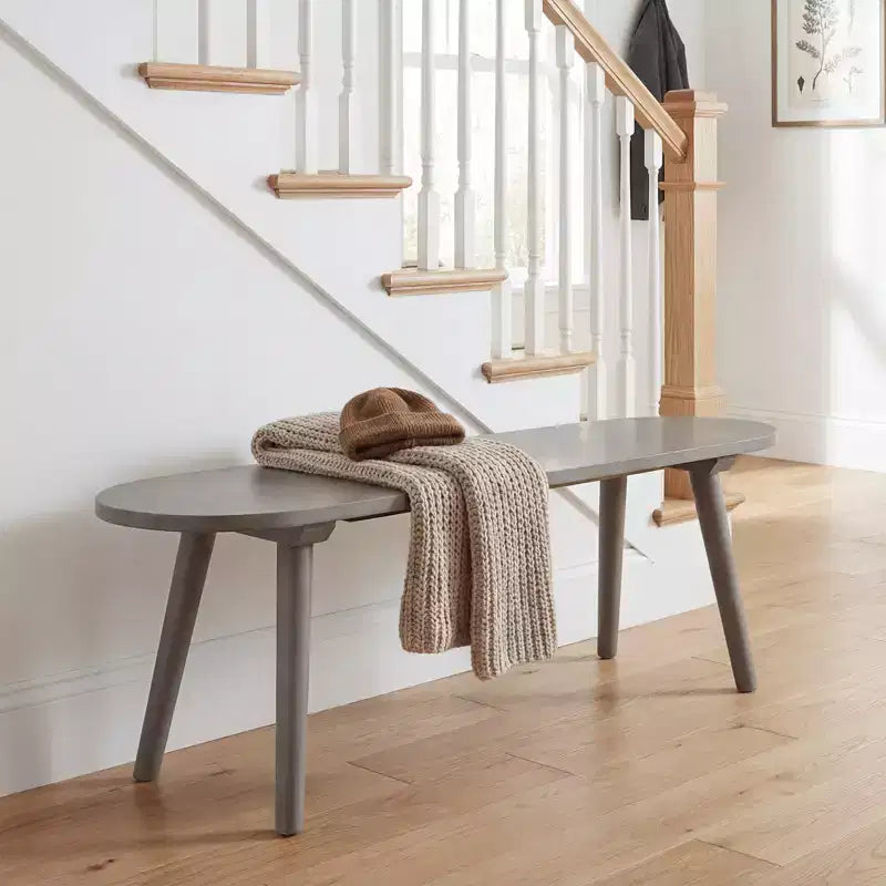 Banc de salle à manger style ferme en bois massif de 43'' avec pieds en bois d'hévéa pour salon et cuisine