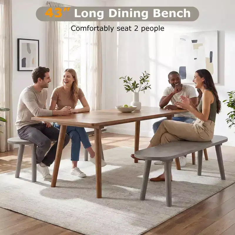 Banc de salle à manger style ferme en bois massif de 43'' avec pieds en bois d'hévéa pour salon et cuisine