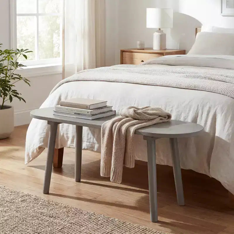 Banc de salle à manger style ferme en bois massif de 43'' avec pieds en bois d'hévéa pour salon et cuisine