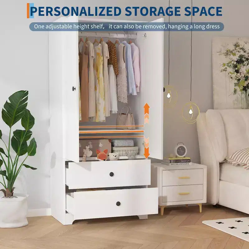 Armoire de chambre moderne en bois de 71 pouces