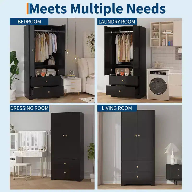 Armoire de chambre moderne en bois de 71 pouces