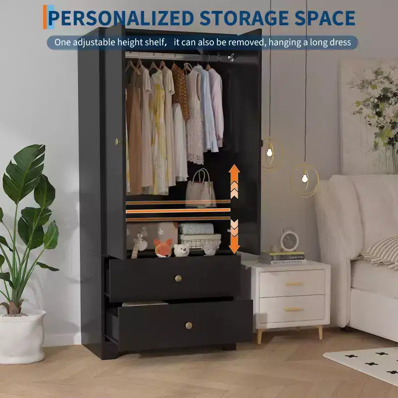 Armoire de chambre moderne en bois de 71 pouces