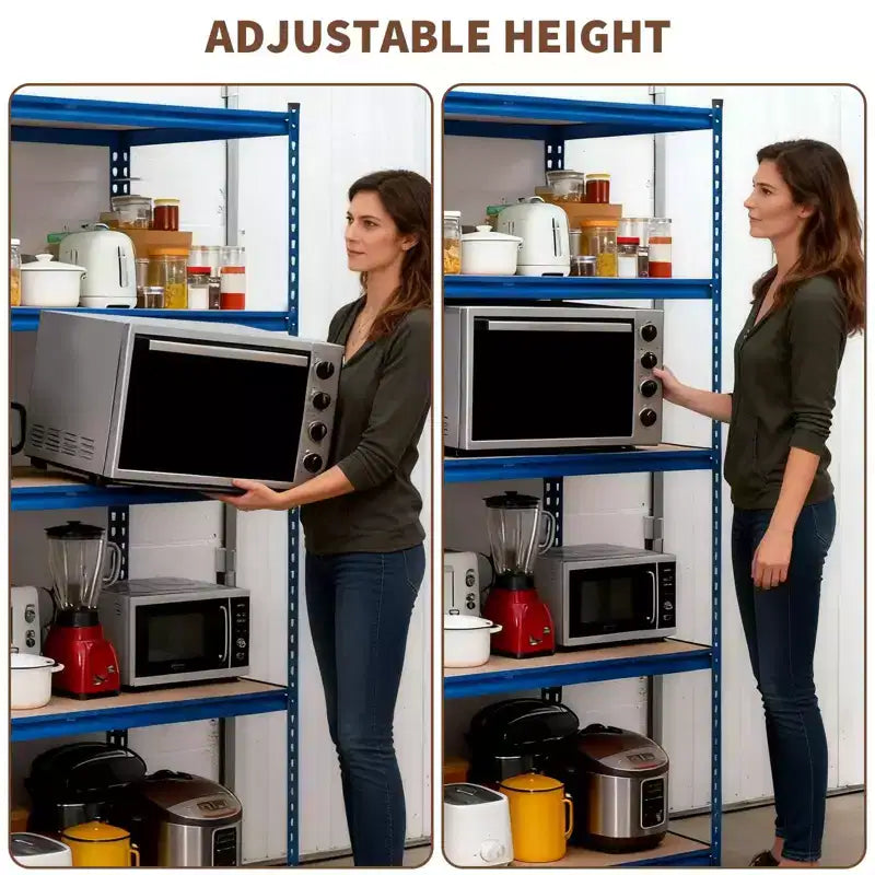 Étagère de garage robuste à cinq niveaux, tablettes métalliques réglables, capacité de 2 500 lb