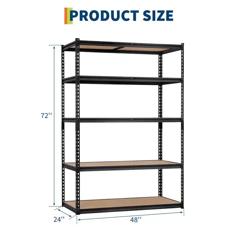 Étagère de garage robuste à cinq niveaux, tablettes métalliques réglables, capacité de 2 500 lb