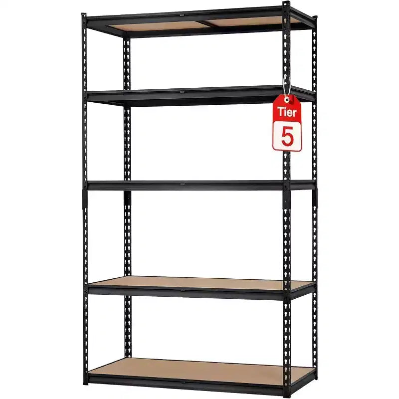 Étagère de garage robuste à cinq niveaux, tablettes métalliques réglables, capacité de 2 500 lb
