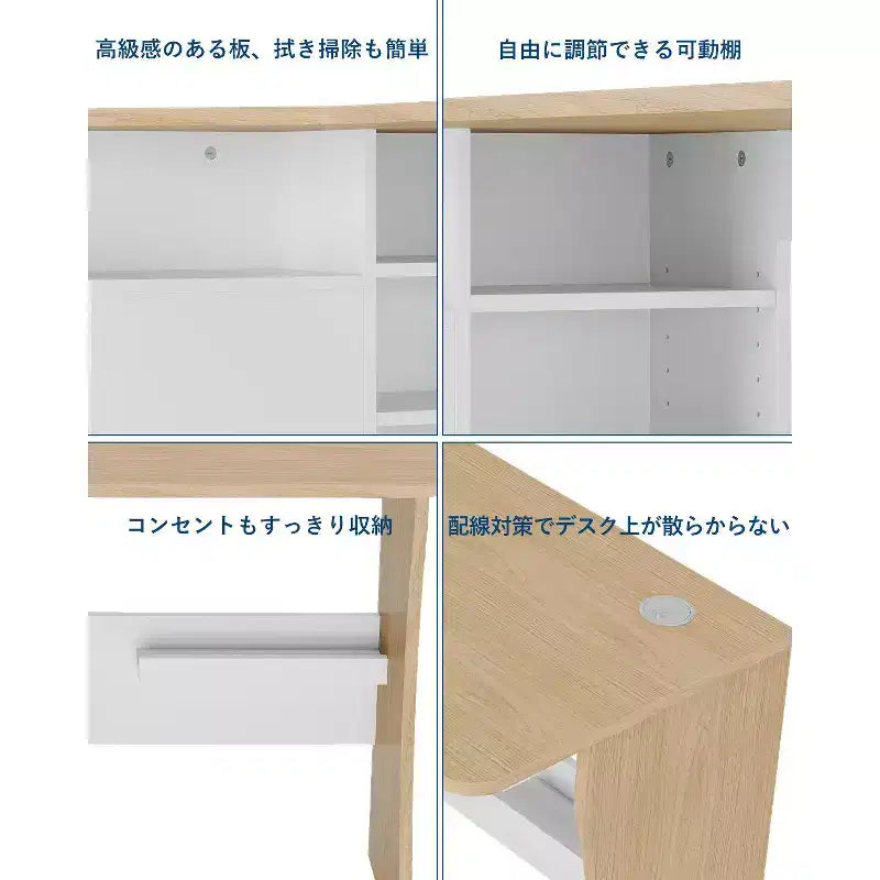 Bureau d'angle en L avec étagères de rangement à trois niveaux ; petit bureau d'angle pliable