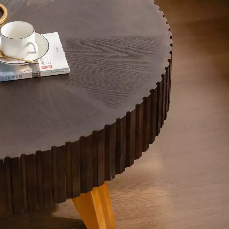 Table basse ronde rétro marron de 35,4 pouces