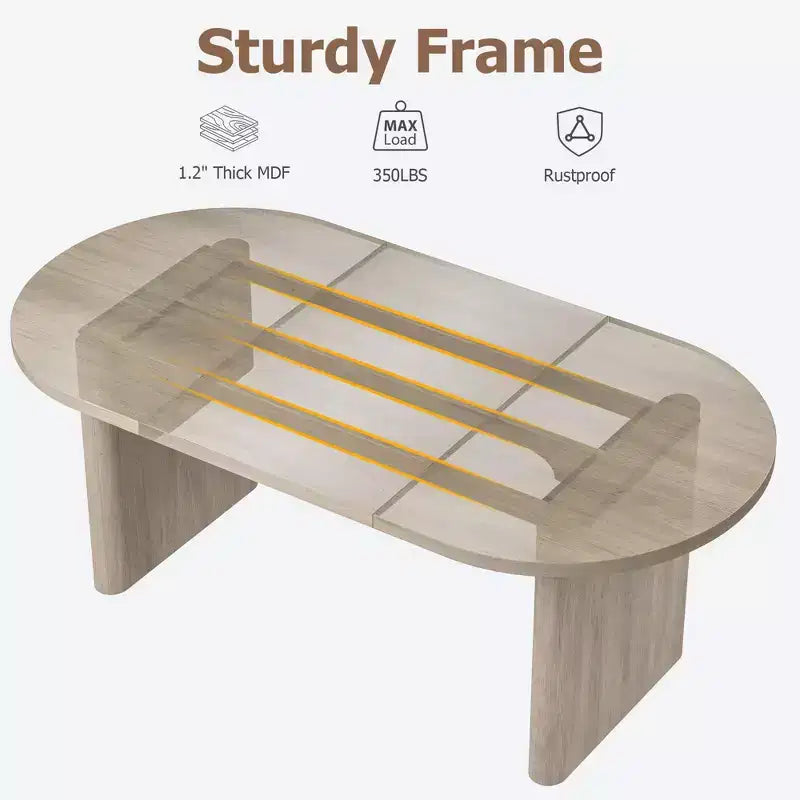 Table de salle à manger ovale, table de cuisine de ferme avec base en bois robuste