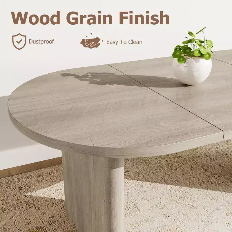 Table de salle à manger ovale, table de cuisine de ferme avec base en bois robuste