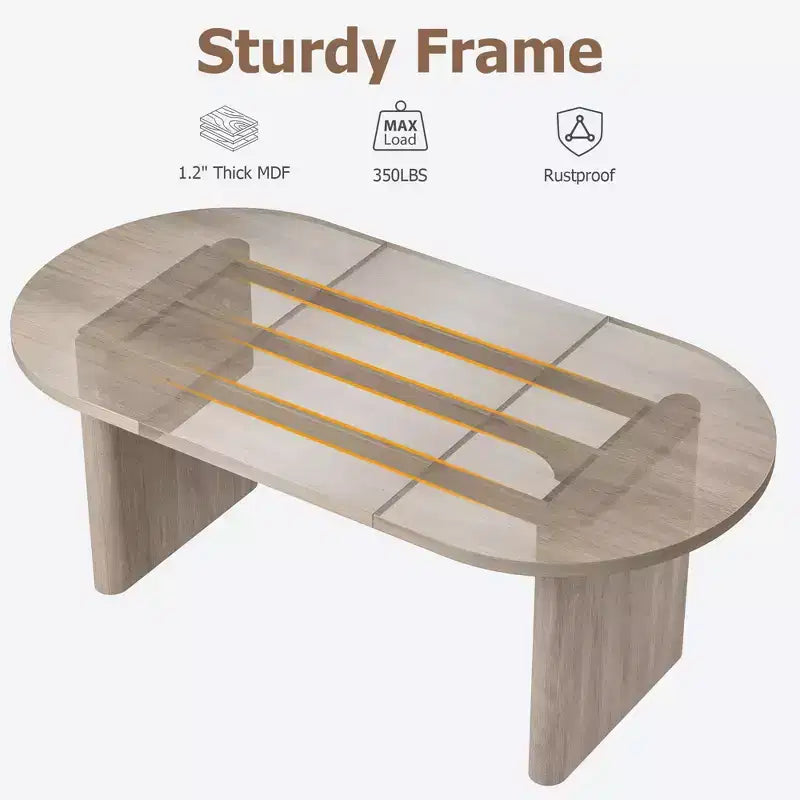 Table de salle à manger ovale, table de cuisine de ferme avec base en bois robuste