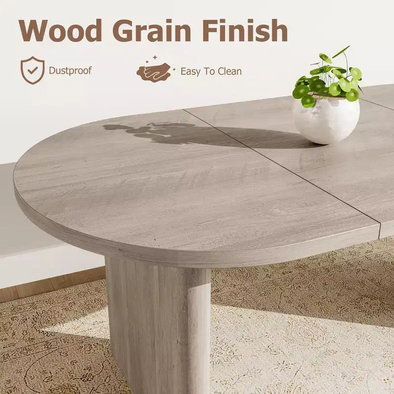 Table de salle à manger ovale, table de cuisine de ferme avec base en bois robuste