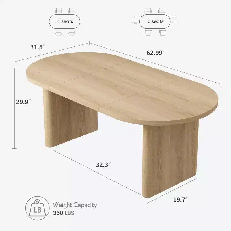 Table de salle à manger ovale, table de cuisine de ferme avec base en bois robuste