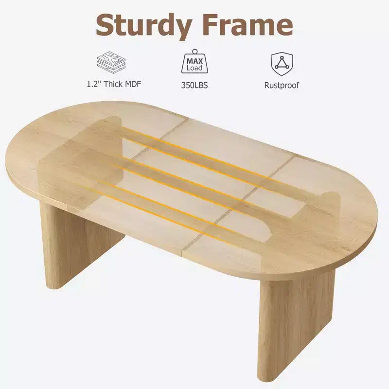 Table de salle à manger ovale, table de cuisine de ferme avec base en bois robuste