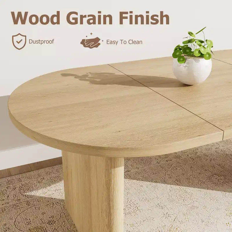 Table de salle à manger ovale, table de cuisine de ferme avec base en bois robuste