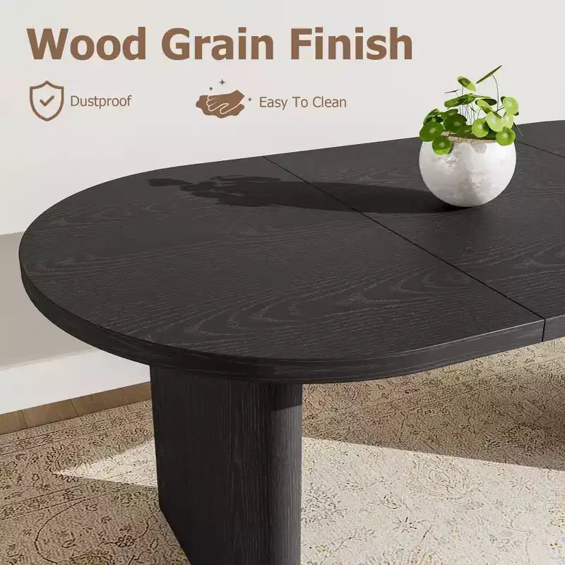 Table de salle à manger ovale, table de cuisine de ferme avec base en bois robuste