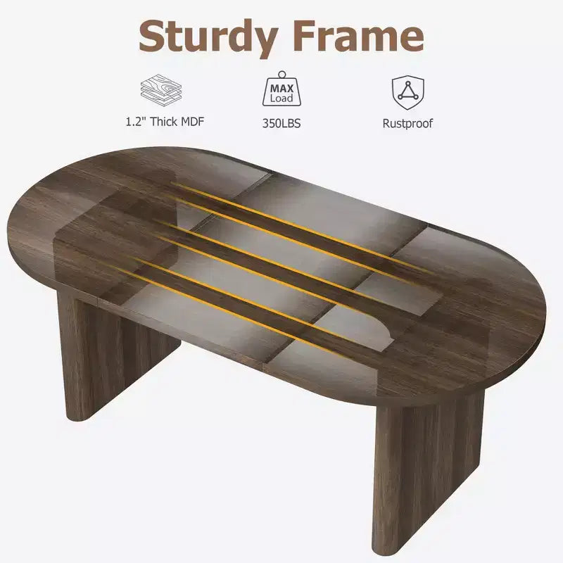 Table de salle à manger ovale, table de cuisine de ferme avec base en bois robuste