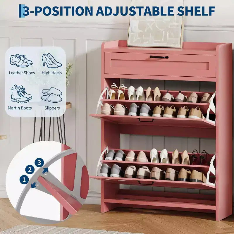 Meuble de rangement à chaussures autoportant avec 2 tiroirs basculants pour entrée, couloir, salon