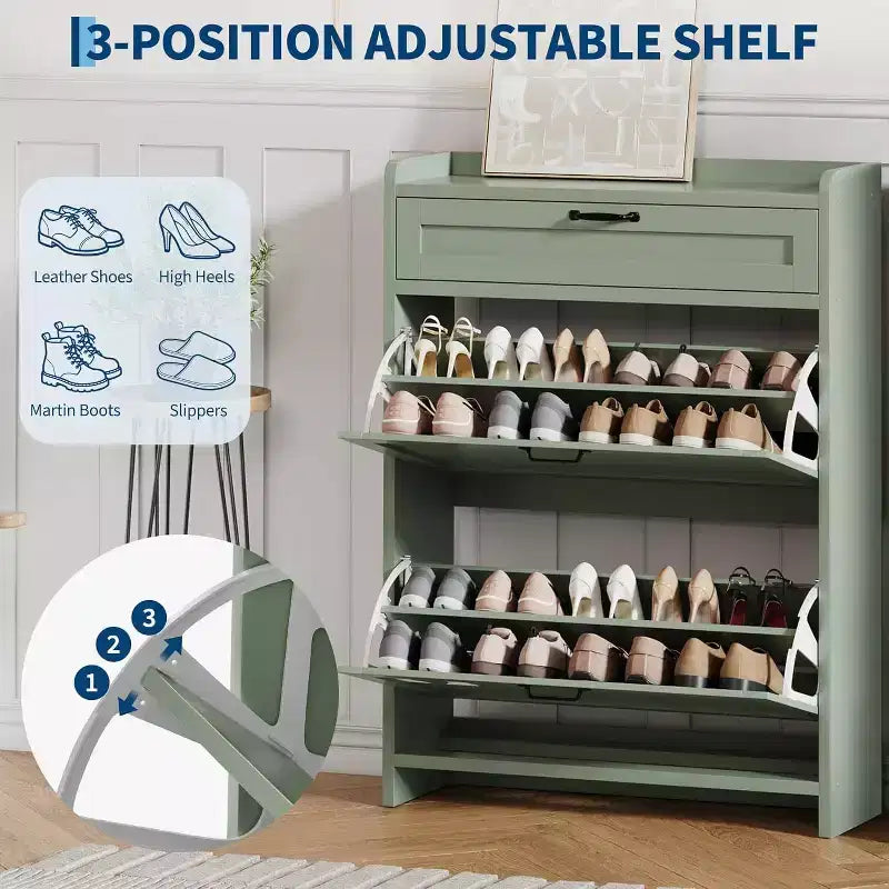 Meuble de rangement à chaussures autoportant avec 2 tiroirs basculants pour entrée, couloir, salon