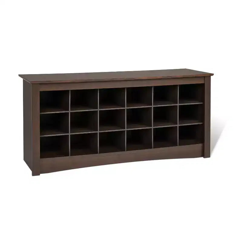 Banc de rangement à chaussures Cubbie marron expresso, organiseur d'entrée, 18 compartiments
