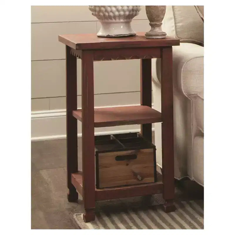 Table d'appoint en bois à 2 étagères Country Cottage, finition antique