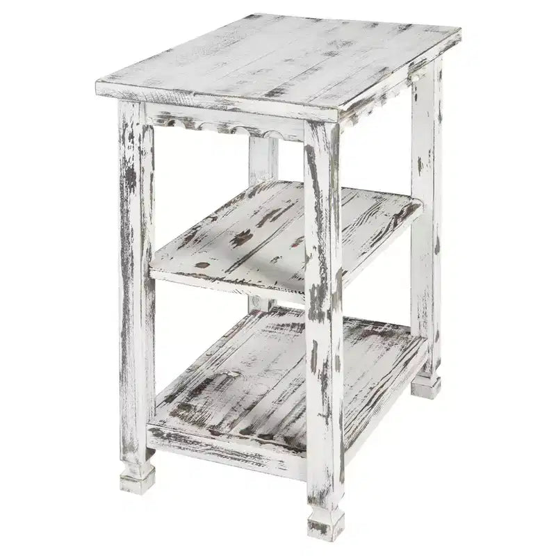 Table d'appoint en bois à 2 étagères Country Cottage, finition antique
